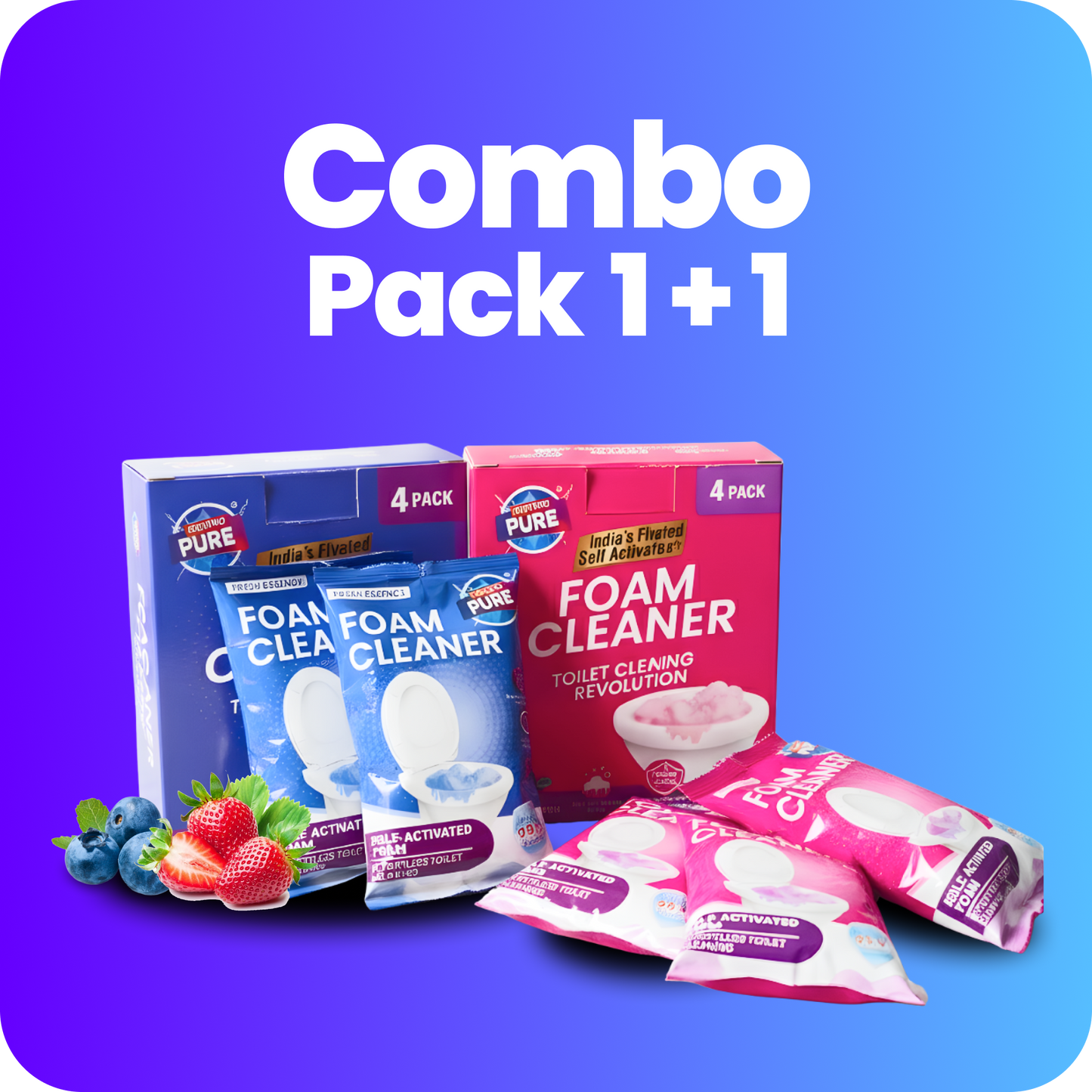 Toilet Foam Cleaner – Combo Pack (Strawberry + Blueberry)